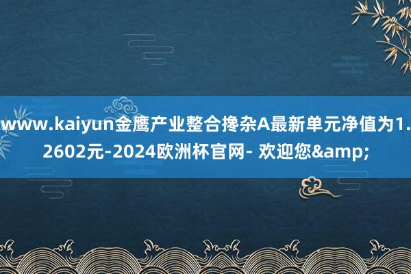 www.kaiyun金鹰产业整合搀杂A最新单元净值为1.2602元-2024欧洲杯官网- 欢迎您&